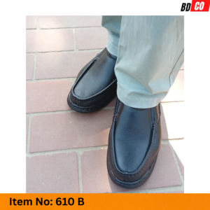 Premium Black Leather Casual Shoe –Black  প্রিমিয়াম ব্ল্যাক লেদার ক্যাজুয়াল শু – ব্ল্যাক